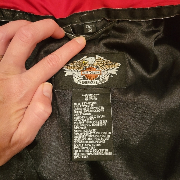 Harley Davidson Women's Duck Down Full Zip Puffer Jacket Size Small Tall - Picture 4 of 12